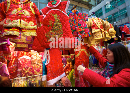 Traditional Chinese New Year clothes, Hong Kong, China Stock Photo