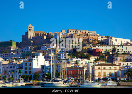Dalt Vila and Harbour, Ibiza Old Town, UNESCO World Heritage Site, Ibiza, Balearic Islands, Spain Stock Photo