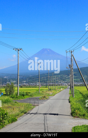 Mount Fuji and road, Shizuoka Prefecture Stock Photo