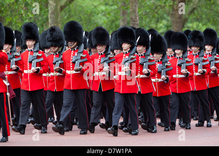 Irish Guards marching along The Mall, London, England, United Kingdom Stock Photo