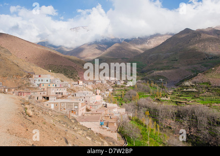 View up the valley from Tizi n Tamatert to Tacheddirt, High Atlas Mountains, Morocco, North Africa