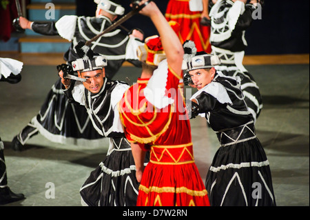 Dancers doing the traditional Moreska sword dance, in Korcula, Dalmatian Coast, Croatia Stock Photo