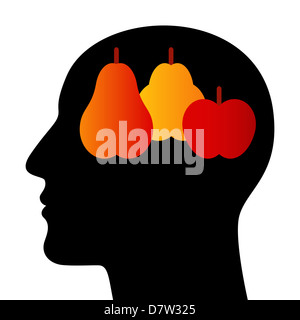 SIlhouette of head with fruits Stock Photo