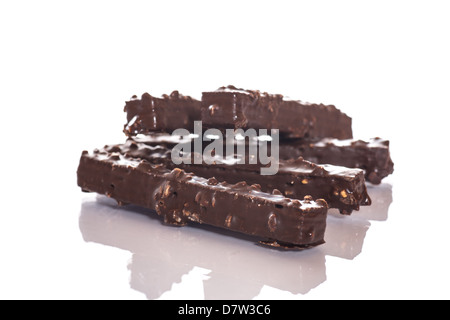 sweet chocolate sticks on a white background Stock Photo