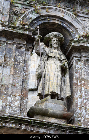 Detail on Cathedral wall in Plaza Quintana, Santiago de Compostela, UNESCO World Heritage Site, Galicia, Spain Stock Photo
