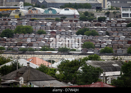 CORRUGATED GARAGES SEVASTOPOL UKRAINE 09 May 2013 Stock Photo