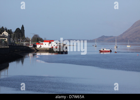 Ferry approaching Crannog Restaurant Fort William Scotland April 2013 Stock Photo