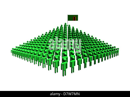 Pyramid of abstract people with Zambia flag illustration Stock Photo