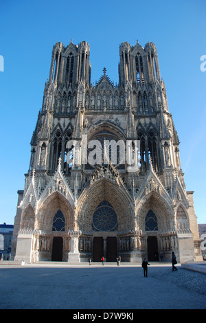 Exterior of Reims cathedral, France Stock Photo