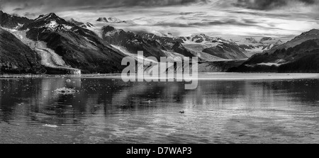 A panoramic B&W image of Margerie Glacier,Glacier Bay National Park,Alaska Stock Photo