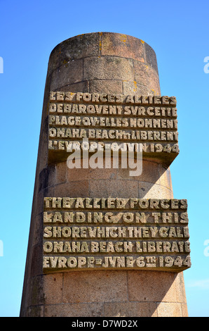 Omaha beach, Normandy, France: monument in memory of the fallen of d-day to the liberation of France. Stock Photo