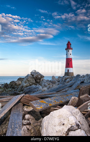 A difficult to get to Lighthouse in Eastbourne in the early afternoon Stock Photo