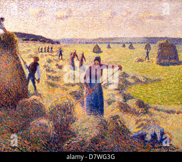 The haymaking Eragny 1887 Camille Pissarro 1830 - 1905 France French Stock Photo