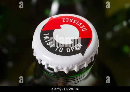 A twist off cap on a beer bottle Stock Photo