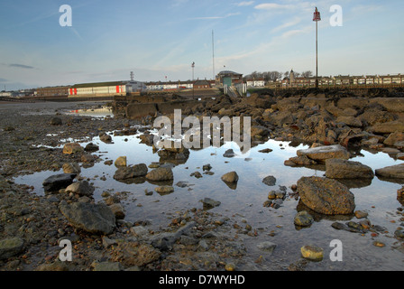 Part of the River Adur sea defences at Shoreham Port / Harbour - Shoreham-by-Sea, West Sussex, England, UK. Stock Photo