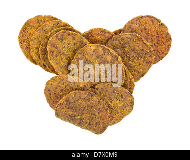 Several bean tortilla chips on a white background. Stock Photo