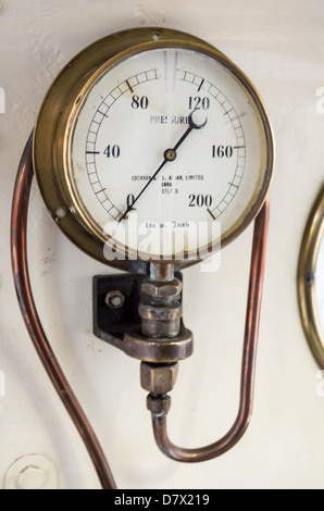 Boiler pressure gauge in a steam locomotive Stock Photo - Alamy