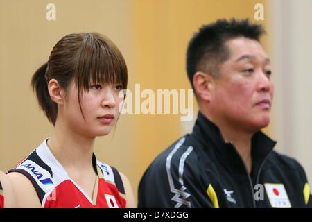 (L-R) Saori Kimura,  Masayoshi Manabe (JPN), MAY 13, 2013 - Volleyball : a press conference about Japan  Women's Volleyball Team at Ajinomoto National training center, Tokyo, Japan. (Photo by AFLO SPORT) Stock Photo