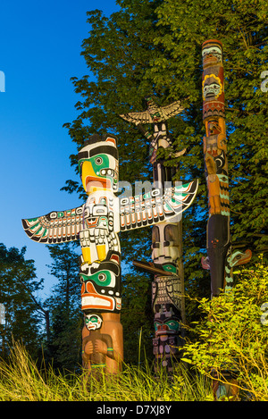 Totem poles, Brockton Point, Stanley Park, Vancouver, British Columbia, Canada Stock Photo