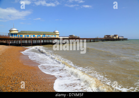 Derelict Hastings Pier destroyed by fire in an arson attack in 2010, East Sussex, England, UK, GB Stock Photo