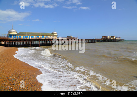 Derelict Hastings Pier destroyed by fire in an arson attack in 2010, East Sussex, England, UK, GB Stock Photo