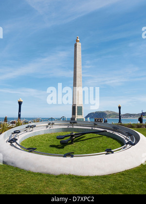 The pocket watch with war memorial in Llandudno North Wales UK Stock Photo