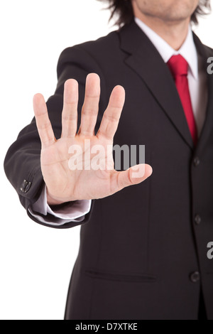 Business man making stop sign, isolated Stock Photo - Alamy