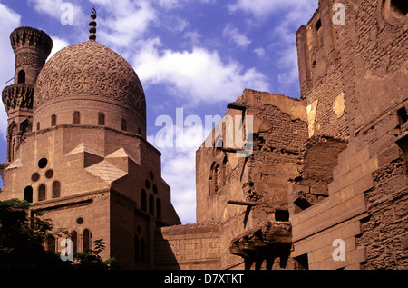The mausoleum and mosque complex of the mausoleum and mosque complex of Sultan al-Ashraf Qaytbay or Qaitbay in the City of the Dead or Cairo Necropolis in southeastern Cairo, Egypt. Stock Photo