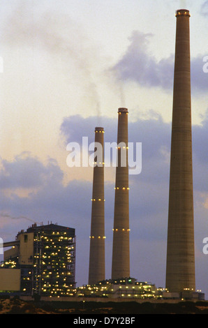 Orot Rabin - Israel Electric Corporation coal powered power plant situated on the Mediterranean coast in Hadera, Israel Stock Photo