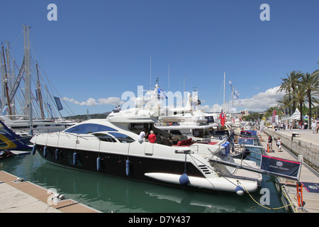 Palma International Boat Show 2013 - yachts + superyachts - Moll Vell / Old Quay, Port of Palma de Mallorca / Majorca, Baleares Stock Photo