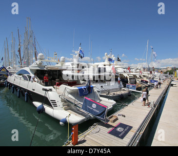 Palma International Boat Show 2013 - yachts + superyachts - Moll Vell / Old Quay, Port of Palma de Mallorca / Majorca, Baleares Stock Photo