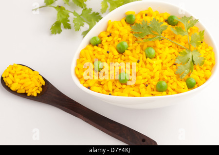 Poha- beaten rice and vegetables Stock Photo