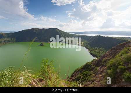 View over the Crater Lake of the Volcano Taal in the Philippines Stock Photo