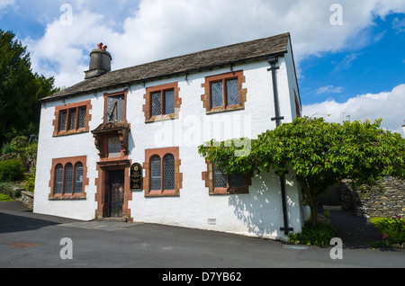 Hawkshead Grammar School, Lake District, National Park, Cumbria, England. Notable pupils include William Wordsworth. Stock Photo