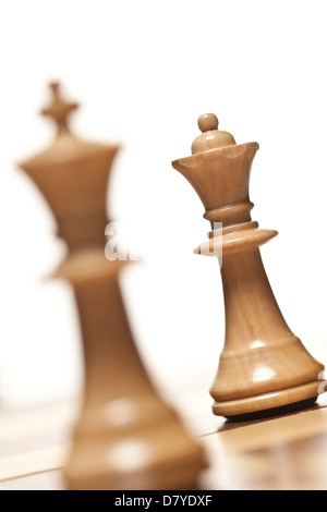 Close up of king and queen chess pieces Stock Photo
