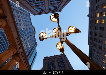 Glowing lamps in the courtyard at 500 Boylston Street, Boston, Massachusetts Stock Photo
