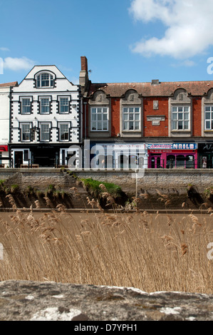 West Quay seen across River Parrett, Bridgwater, Somerset, England, UK Stock Photo