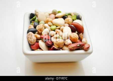 Mixed Dry Beans in a Square Bowl Stock Photo