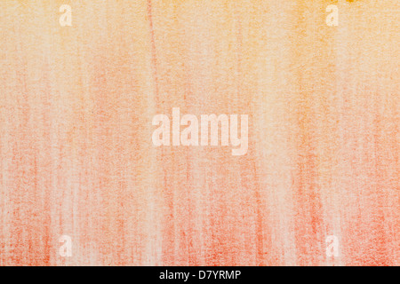 red, orange, and yellow pastel texture abstract with vertical smudges on watercolor paper Stock Photo