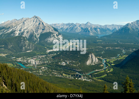 Banff from the Top of the Gondola, Banff, Alberta, Canada Stock Photo