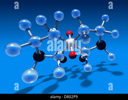 Molecular model on blue background Stock Photo