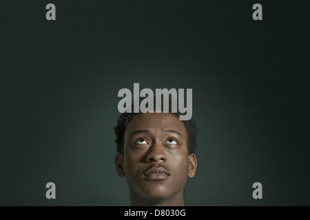 African American man looking up Stock Photo