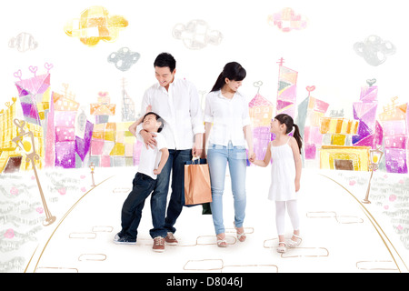 Cheerful family shopping Stock Photo