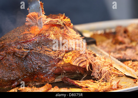 carving roast beef in a commercial setting Stock Photo