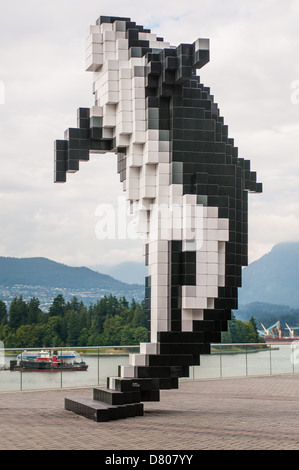 Pixel Orca Sculpture, by Douglas Coupland. Vancouver, BC, Canada Stock Photo