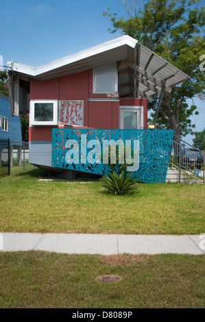 New energy efficient homes built in New Orleans, LA, after Hurricane Katrina as part of the 'Make It Right' project. Stock Photo