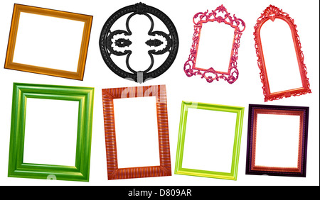 Set of Varicolored black vintage frame isolated on white background Stock Photo