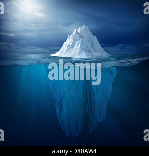 Glacier viewed from above and below water Stock Photo