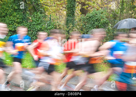 Blurred motion of marathon runners. Stock Photo