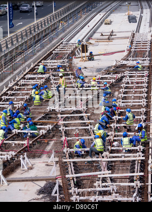 construction of new Al Sufouh tramway in Dubai United Arab Emirates Stock Photo